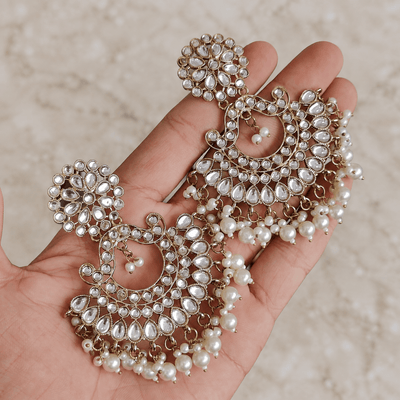 Pearl Drop Chandbali Earrings - Earrings - Jewel Galore