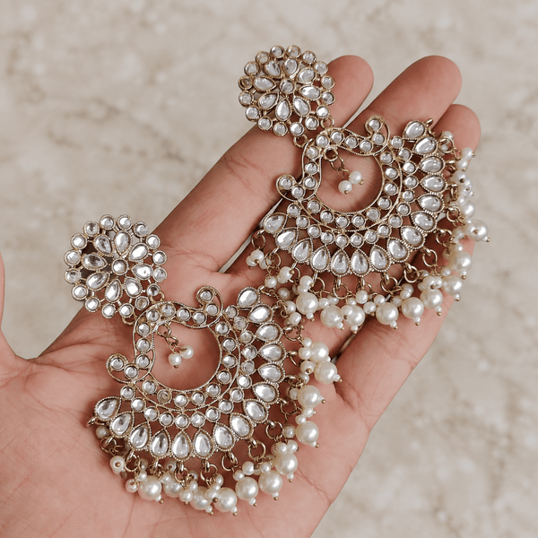 Pearl Drop Chandbali Earrings - Earrings - Jewel Galore