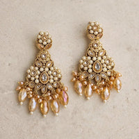 Pearl Kundan Earrings | Gold Plated Pakistani Bridal Earrings | Jhumka Earrings Pakistan - Jewel Galore