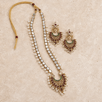Rani Haar Mirror Kundan Maala Set with Earrings - Jewel Galore