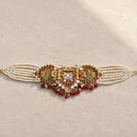 Rasam Heavy Kundan Choker Bridal Set with Ruby Stones – Gold Plated - Jewel Galore