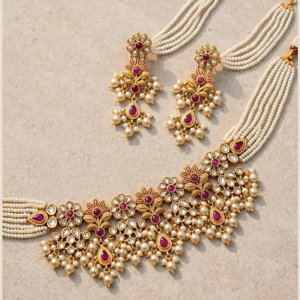 Regal Blossom Choker Set - Handcrafted Heritage Jewelry - Jewel Galore