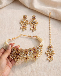 Regal Blossom Choker Set - Handcrafted Heritage Jewelry - Jewel Galore