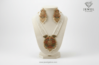 Royal Kundan & Pearl Rani Haar Set with Green Accents – Gold Plated - Locket set - Jewel Galore