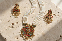 Royal Kundan & Pearl Rani Haar Set with Green Accents – Gold Plated - Locket set - Jewel Galore
