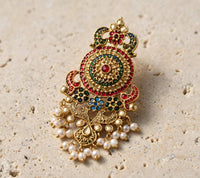 Royal Kundan & Pearl Rani Haar Set with Green Accents – Gold Plated - Locket set - Jewel Galore