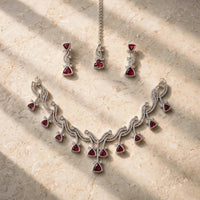 Ruby Red American Diamond Necklace Set | Jewel Galore - Jewel Galore