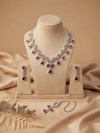 Ruby Red American Diamond Necklace Set | Jewel Galore - Jewel Galore