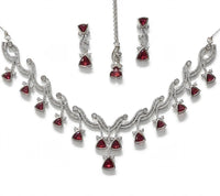 Ruby Red American Diamond Necklace Set | Jewel Galore - Jewel Galore