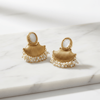Rumaisa Antique Gold Seep Stone Earrings Pakistan - EARRING - Jewel Galore