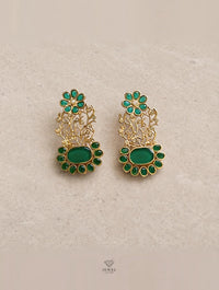 Saasi Elysian Emerald Stone Earrings | Artificial Jewellery Pakistan | Jewel Galore - EARRING - Jewel Galore