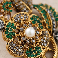 Turkish Style Antique Gold Floral Earrings with Pearl Drops - EARRING - Jewel Galore