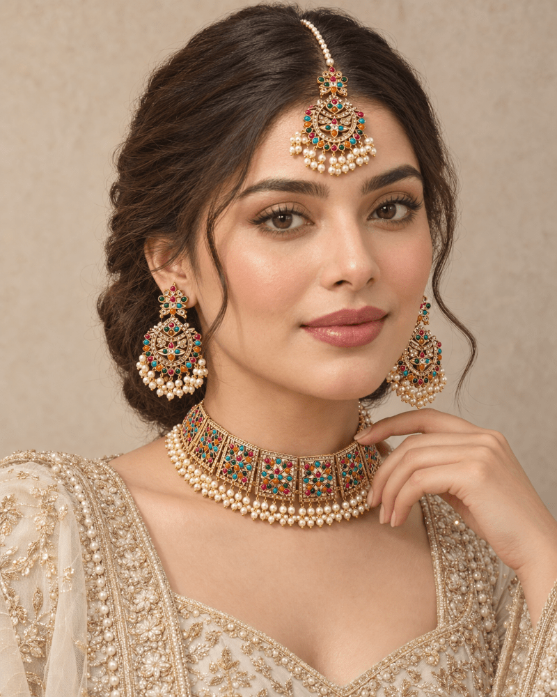 Zohra – Nauratan Kundan Choker Set - Jewel Galore